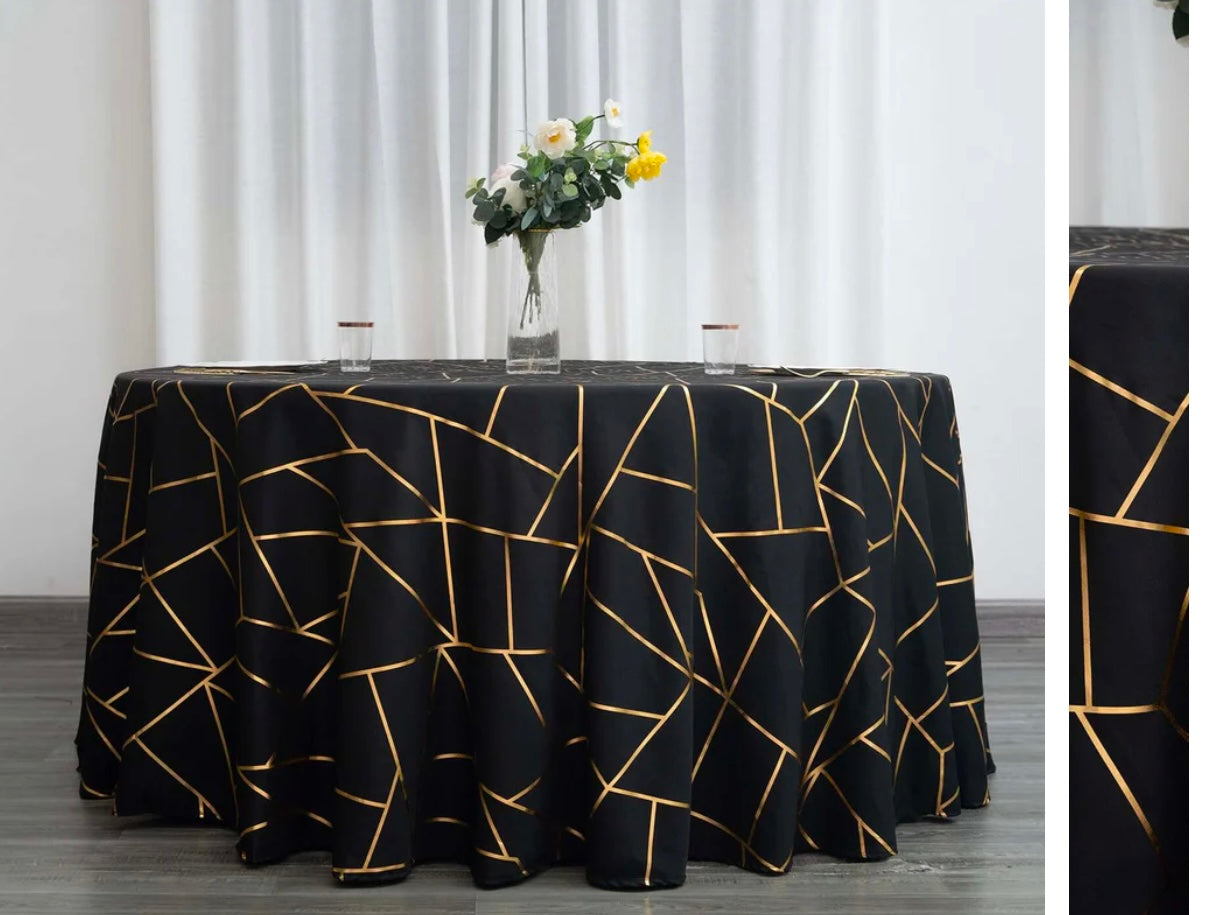 Black & Gold Table Cover for Rent