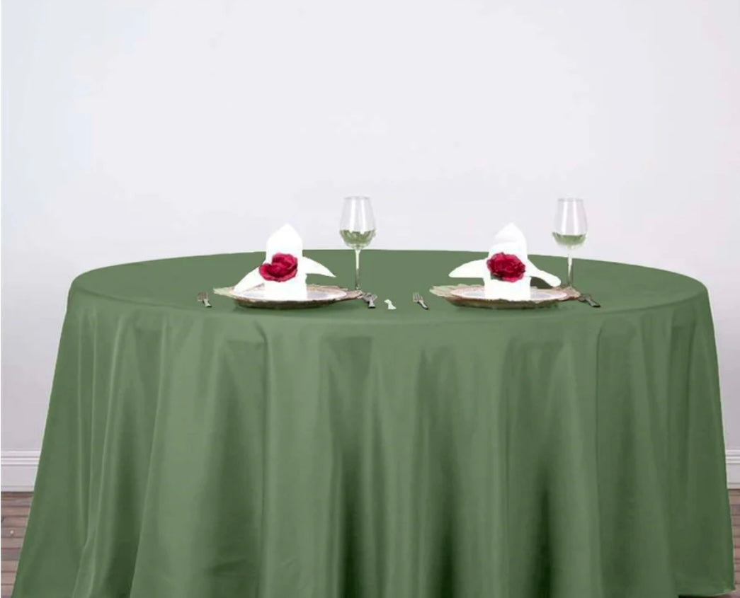 Olive Green Round Table Cover For Rent